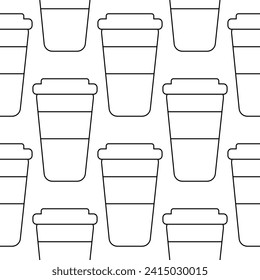 coffee cup cafe brown hot pattern textile line doodle vector illustration