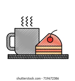 coffee cup cake berry cream dish snack fresh hot