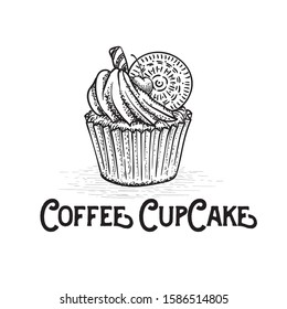 coffee cup cake hand drawn style