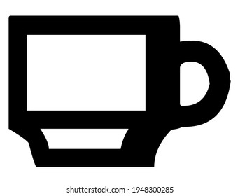 Coffee cup with coffee, cappuccino or espresso, vector, illustration, in black and white color, isolated on white background