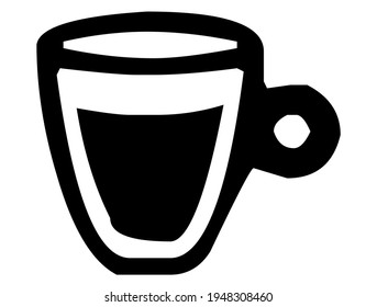 Coffee cup with coffee, cappuccino or espresso, vector, illustration, in black and white color, isolated on white background