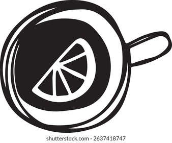 Coffee cup Cappuccino Linear drawing ink