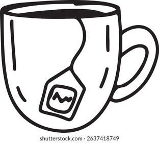 Coffee cup Cappuccino Linear drawing ink