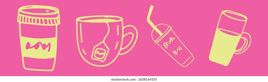 Coffee cup Cappuccino Linear drawing ink	
