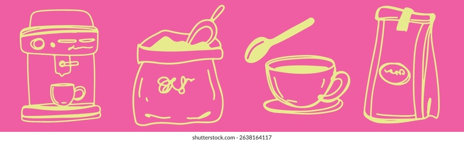 Coffee cup Cappuccino Linear drawing ink	
