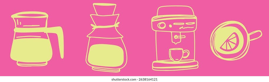 Coffee cup Cappuccino Linear drawing ink	
