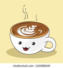 coffee cup cappuccino mascot vector illustration design with funny face.