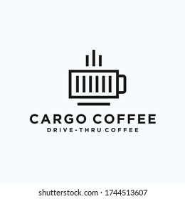 coffee cup with cargo logo design vector illustration