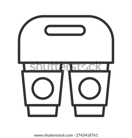 Coffee cup carrier icon in line design. cup carrier, holder tray, cafe delivery, coffee transport, order carrier, cup holder, takeaway tray. White background vector. Editable stroke icon
