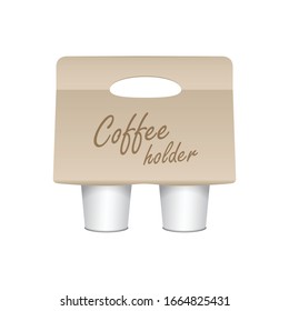 Coffee cup carton holder mock up. Cup holder takeaway for your design