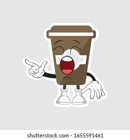 coffee cup cartoon characters design with happy face. you can use for stickers, pins or patches