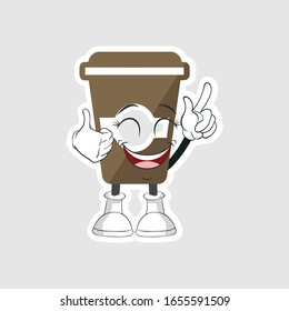 coffee cup cartoon characters design with happy face. you can use for stickers, pins or patches