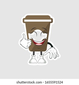 coffee cup cartoon characters design with happy face. you can use for stickers, pins or patches