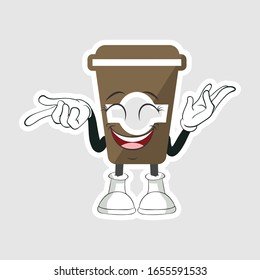 personajes de dibujos animados de cafés con cara feliz. puede usarse para pegatinas, pasadores o parches