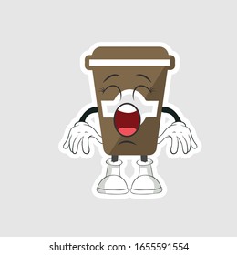 Kaffeetasse Cartoon Figuren Design mit glücklichem Gesicht. Sie können für Aufkleber, Stifte oder Pflaster verwenden