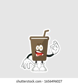 coffee cup cartoon characters design with expression. you can use for stickers, pins or patches