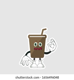 coffee cup cartoon characters design with expression. you can use for stickers, pins or patches