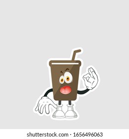coffee cup cartoon characters design with expression. you can use for stickers, pins or patches