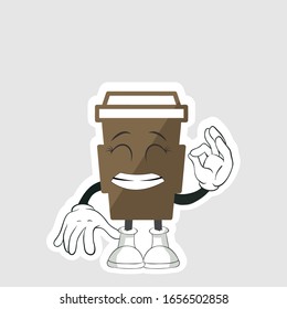 coffee cup cartoon characters design with expression. you can use for stickers, pins or patches