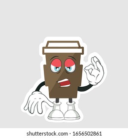 coffee cup cartoon characters design with expression. you can use for stickers, pins or patches