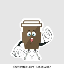 coffee cup cartoon characters design with expression. you can use for stickers, pins or patches