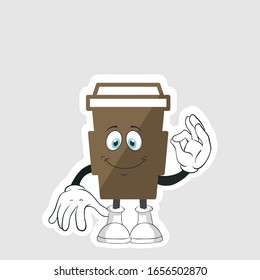 coffee cup cartoon characters design with expression. you can use for stickers, pins or patches