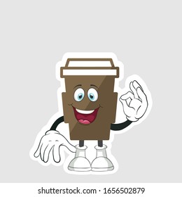 coffee cup cartoon characters design with expression. you can use for stickers, pins or patches