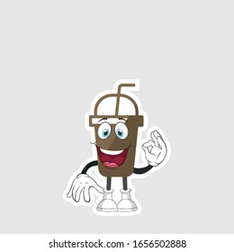 coffee cup cartoon characters design with expression. you can use for stickers, pins or patches