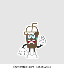 coffee cup cartoon characters design with expression. you can use for stickers, pins or patches