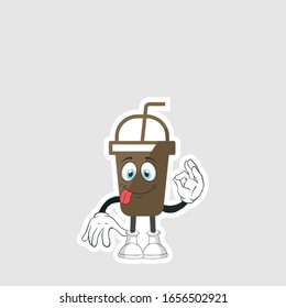 coffee cup cartoon characters design with expression. you can use for stickers, pins or patches