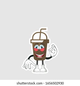 coffee cup cartoon characters design with expression. you can use for stickers, pins or patches