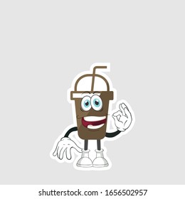 dibujos animados de café con expresión. puede usarse para pegatinas, pasadores o parches