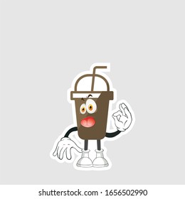 coffee cup cartoon characters design with expression. you can use for stickers, pins or patches