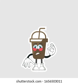 coffee cup cartoon characters design with expression. you can use for stickers, pins or patches