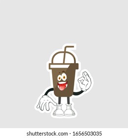 coffee cup cartoon characters design with expression. you can use for stickers, pins or patches