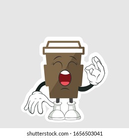 coffee cup cartoon characters design with expression. you can use for stickers, pins or patches