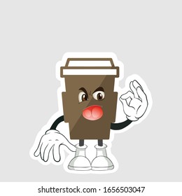 coffee cup cartoon characters design with expression. you can use for stickers, pins or patches