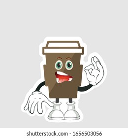 coffee cup cartoon characters design with expression. you can use for stickers, pins or patches