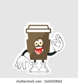 coffee cup cartoon characters design with expression. you can use for stickers, pins or patches