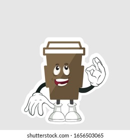 coffee cup cartoon characters design with expression. you can use for stickers, pins or patches