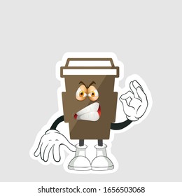 coffee cup cartoon characters design with expression. you can use for stickers, pins or patches