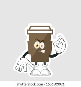 coffee cup cartoon characters design with expression. you can use for stickers, pins or patches