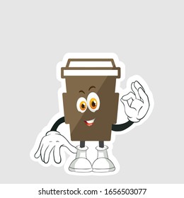 coffee cup cartoon characters design with expression. you can use for stickers, pins or patches