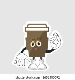 coffee cup cartoon characters design with expression. you can use for stickers, pins or patches