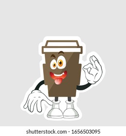 coffee cup cartoon characters design with expression. you can use for stickers, pins or patches