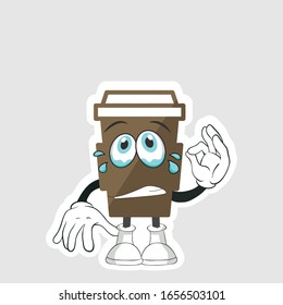 coffee cup cartoon characters design with expression. you can use for stickers, pins or patches
