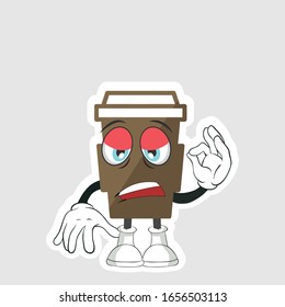 coffee cup cartoon characters design with expression. you can use for stickers, pins or patches