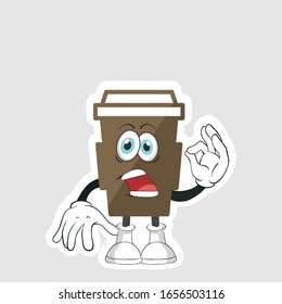 coffee cup cartoon characters design with expression. you can use for stickers, pins or patches