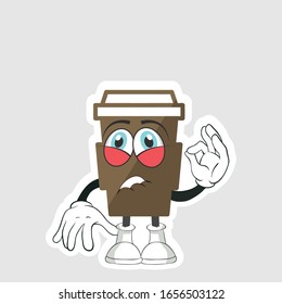 coffee cup cartoon characters design with expression. you can use for stickers, pins or patches