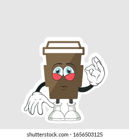 coffee cup cartoon characters design with expression. you can use for stickers, pins or patches